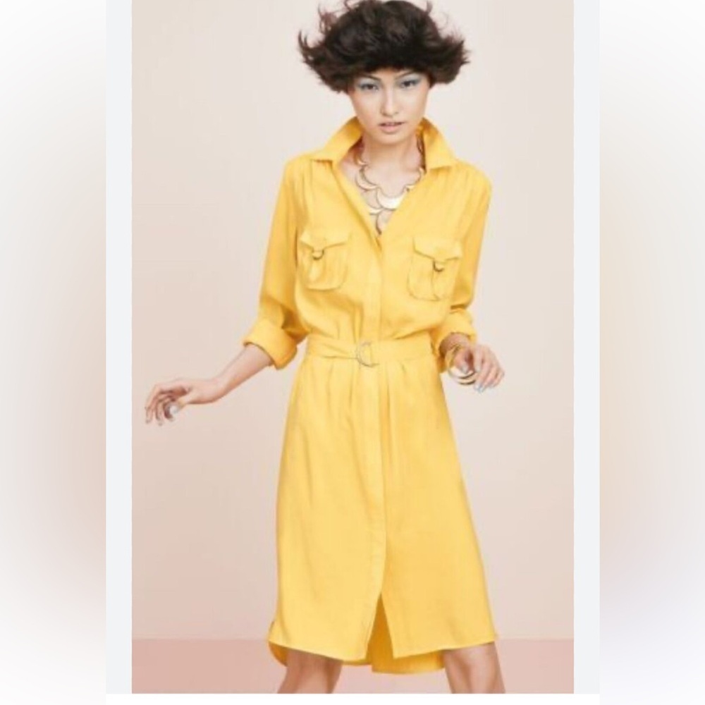 Suzi Chin for Maggy Boutique Yellow Shirt Dress Size 6